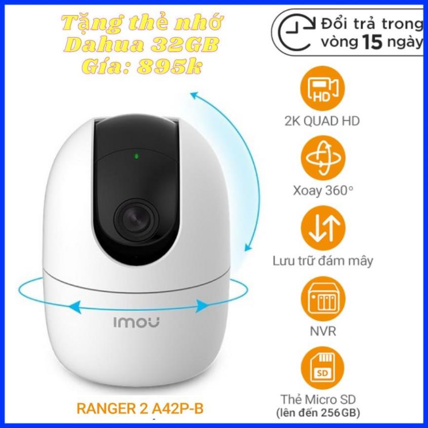 [Chính Hãng] {Tặng thẻ nhớ} - Camera Wifi 4MP IPC-A42P-B-iMOU phát hiện người lạ bằng AI - Đàm thoại 2 chiều