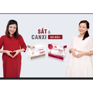 Chính Hãng: CẶP sắt Chela Ferr Forte và canxi Chela Calcium D3 cho bà bầu