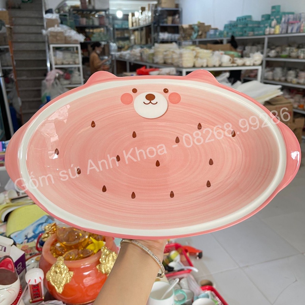Chén Dĩa Sứ Bát Ăn Cơm Đĩa Sứ Decor trang trí món ăn tiện lợi đĩa bầu dục to đại siêu đẹp