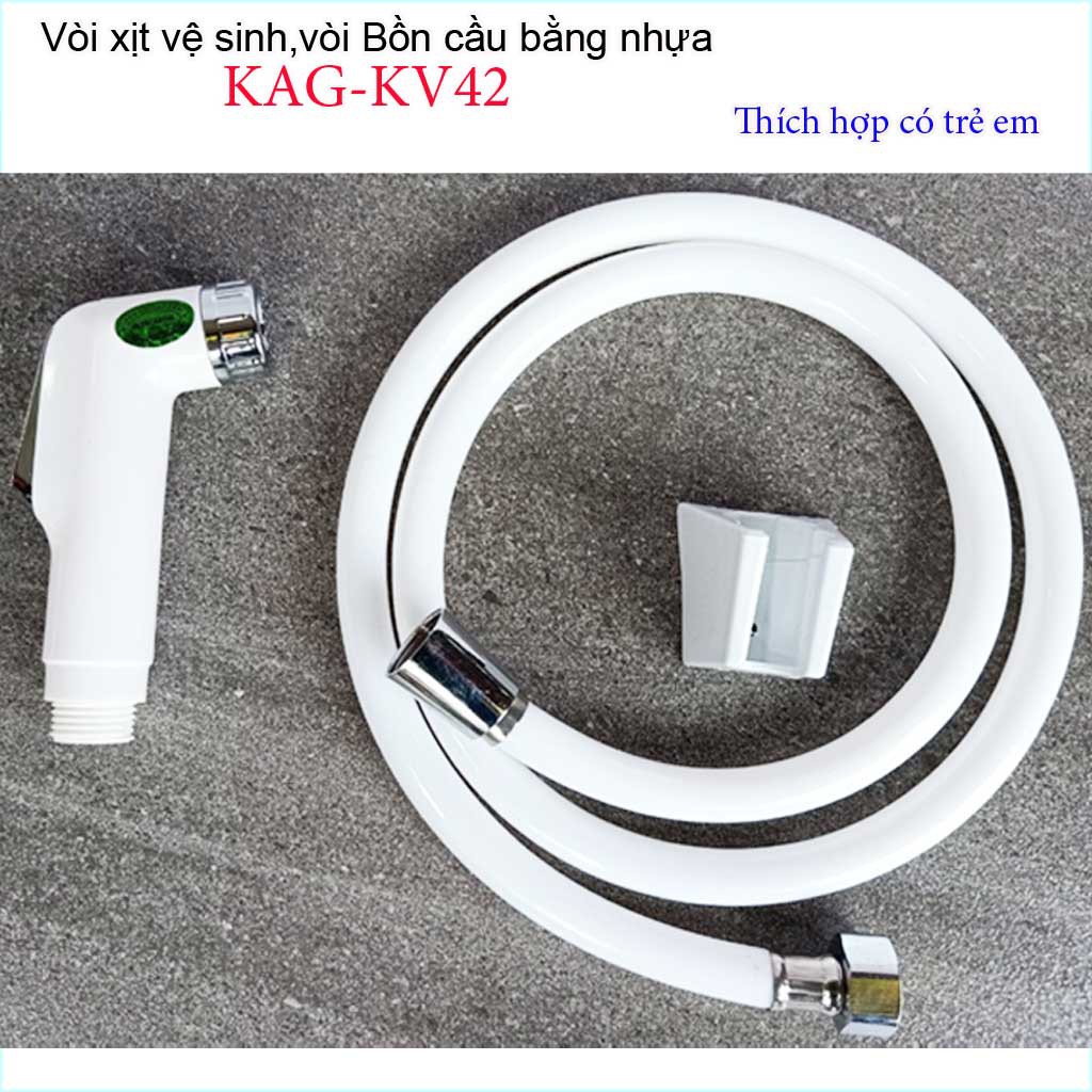 Vòi xịt vệ sinh KAG-KV42, vòi nhấn xịt cho trường mẫu giáo nhựa màu trắng tia nước mạnh dễ sử dụng