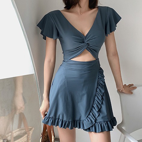 (Có lưu ý) Bikini Hàng Nhập, Dạng Váy Kèm Quần - Cut Out Mã #3040