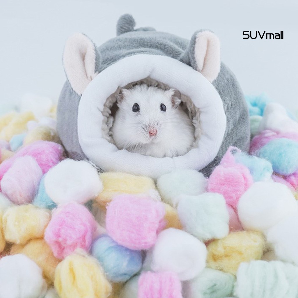 Tổ thú cưng bằng vải cotton ấm áp trong mùa đông hình ngôi nhà dễ thương cho thú cưng chuột hamster/chuột lang cỡ nhỏ