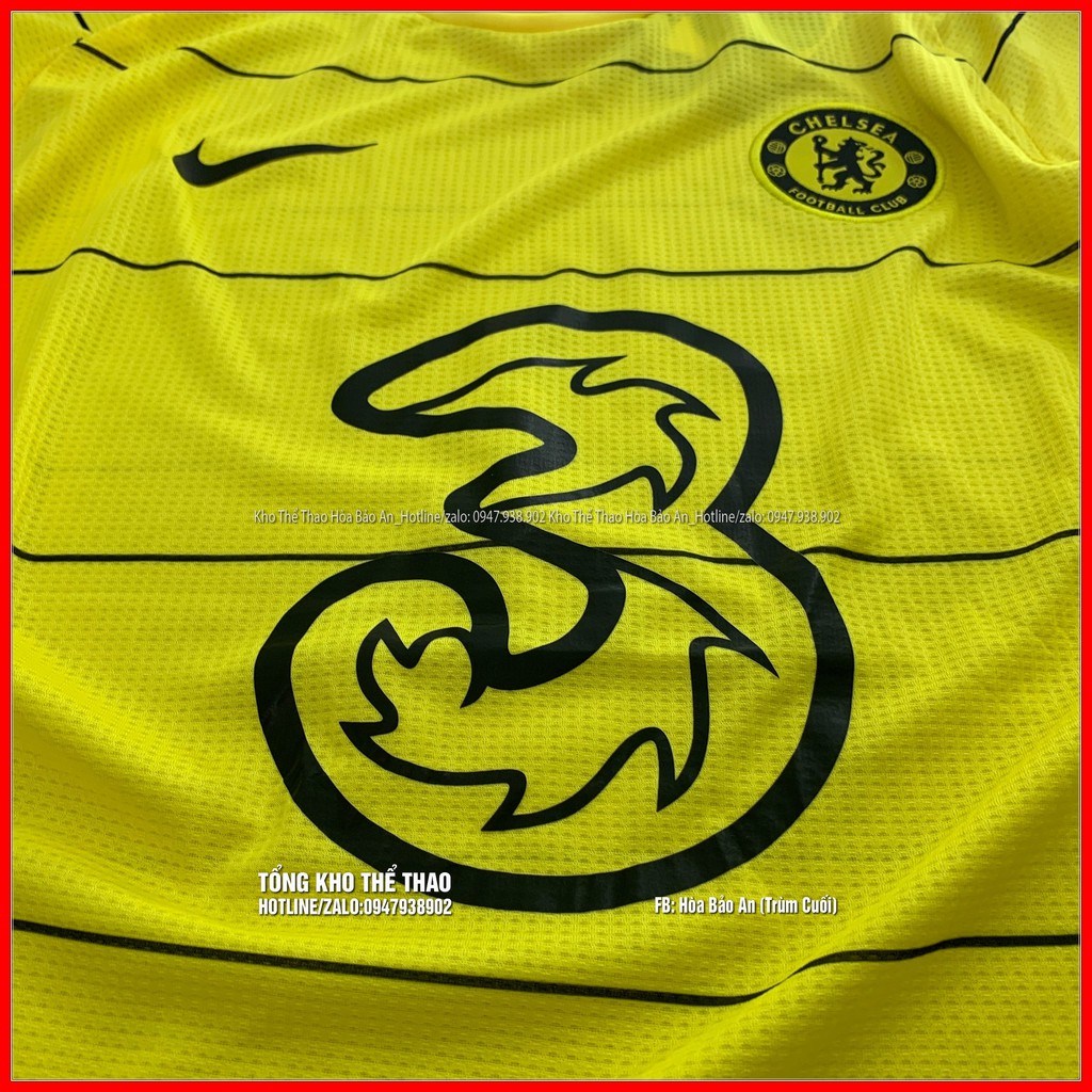Áo Bóng Đá CLB Chelsea sân khách màu vàng 2021/22- Vải thái thoáng mát phom 43-90kg