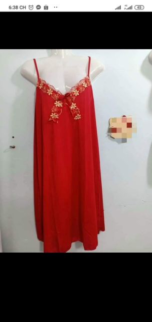 Đầm ngủ thun lạnh 2 dây mảnh thêu hoa sexy quyến rũ mát lạnh mềm mịn