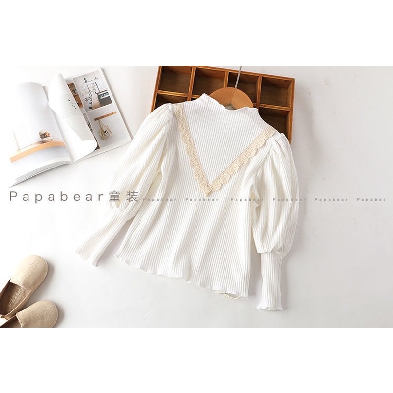 Áo tay phồng cổ cao thời trang xinh xắn cho bé gái