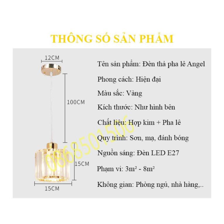 FreeShip Đèn Thả Trần - Đèn Thả Bàn Ăn MINA Pha Lê Trang Trí Hiện Đại - kèm bóng LED và đế ốp trần-bảo hành 1 năm