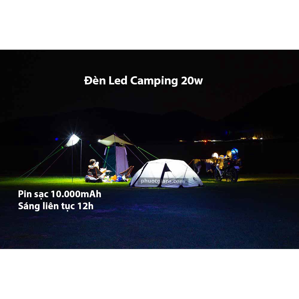 Đèn Led Camping 20w pin sạc 10.000mhA