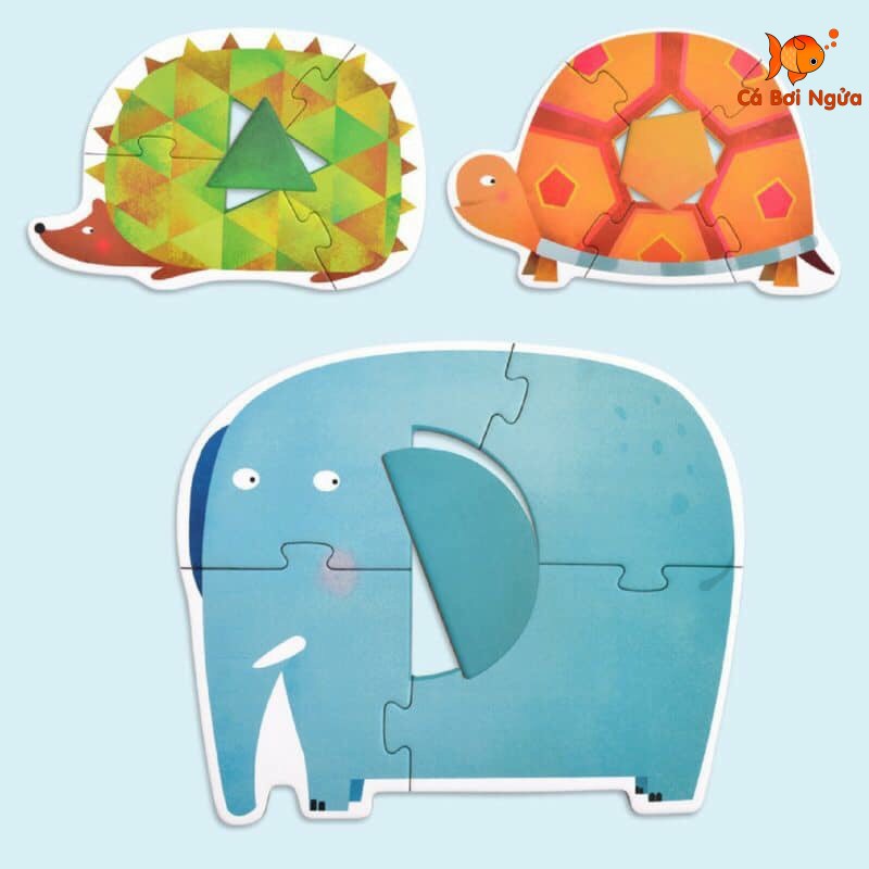 Đồ chơi xếp hình, Bộ xếp hình chính hãng My First Puzzle Mideer Hình Khối và Động vật - Geometry and animal