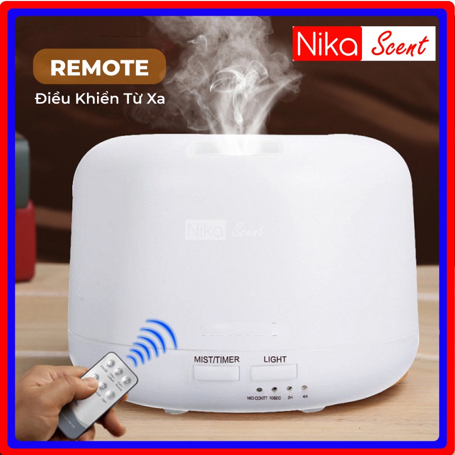 Nikascent Máy xông tinh dầu Trắng Cao Cấp khuếch tán mạnh, phun sương mịn, thơm phòng, khử mùi, cấp ẩm