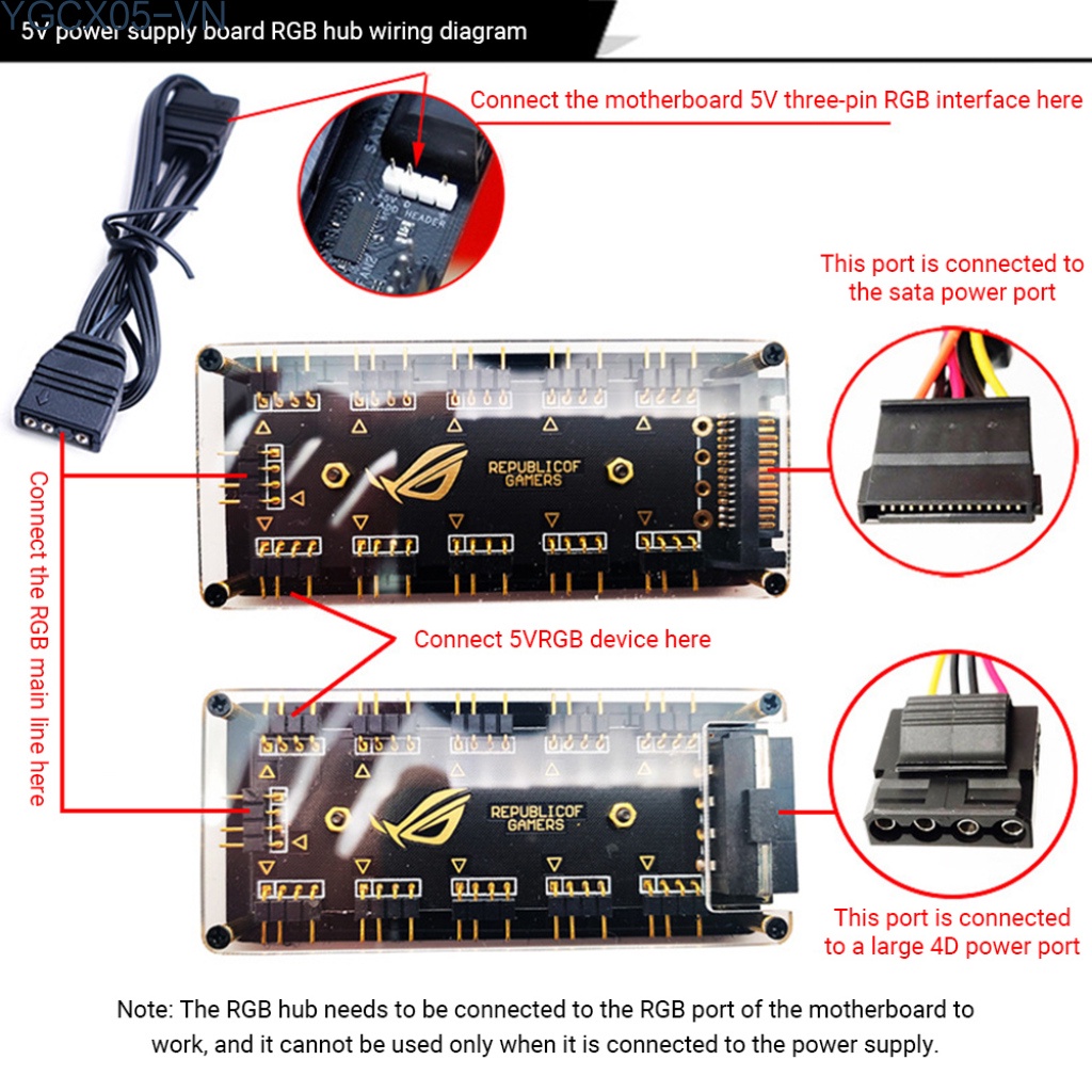 Bộ Chia Cáp Nguồn Sata 3 Pin 5v 10 Hub 3pin | BigBuy360 - bigbuy360.vn
