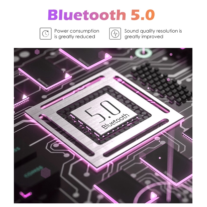 Tai Nghe Bluetooth Không Dây 5.0 Có Đèn Led Nhiều Màu