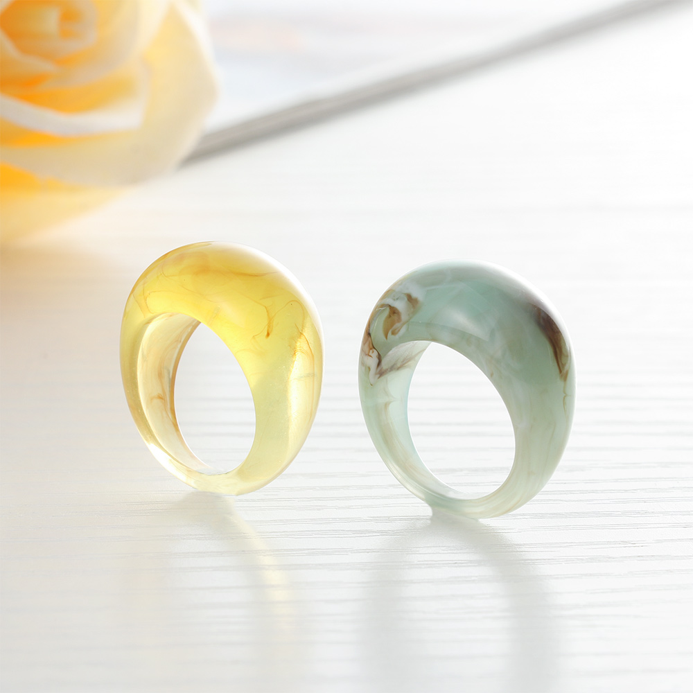 NEONY Resin Colorful Transparent Resin Ring Vintage Jewelry Wide Thick Stackable Joint Ring Gift Dome Acrylic Transparent Retro Knuckle Finger