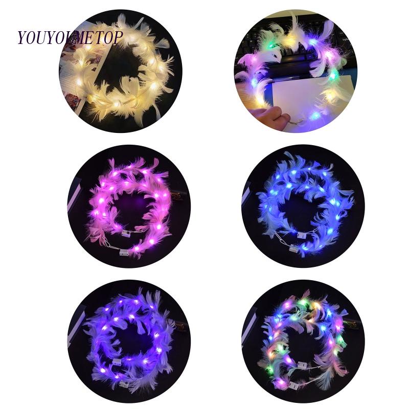 Youyo Băng Đô Cài Tóc Hình Vương Miện Công Chúa Có Đèn LED Phát Sáng