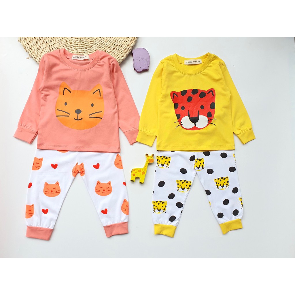 Bộ Dài Tay Minky In Hình Thú Dễ Thương + Quần Họa Tiết Cho Bé QATE218 - NamKidShop