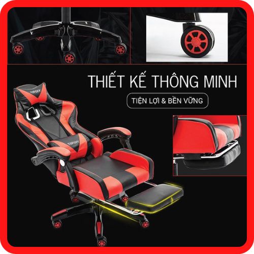 Ghế gaming ngồi học tập làm việc chơi game có gối đầu,có gối massage,có gác chân để nằm nghỉ ngơi