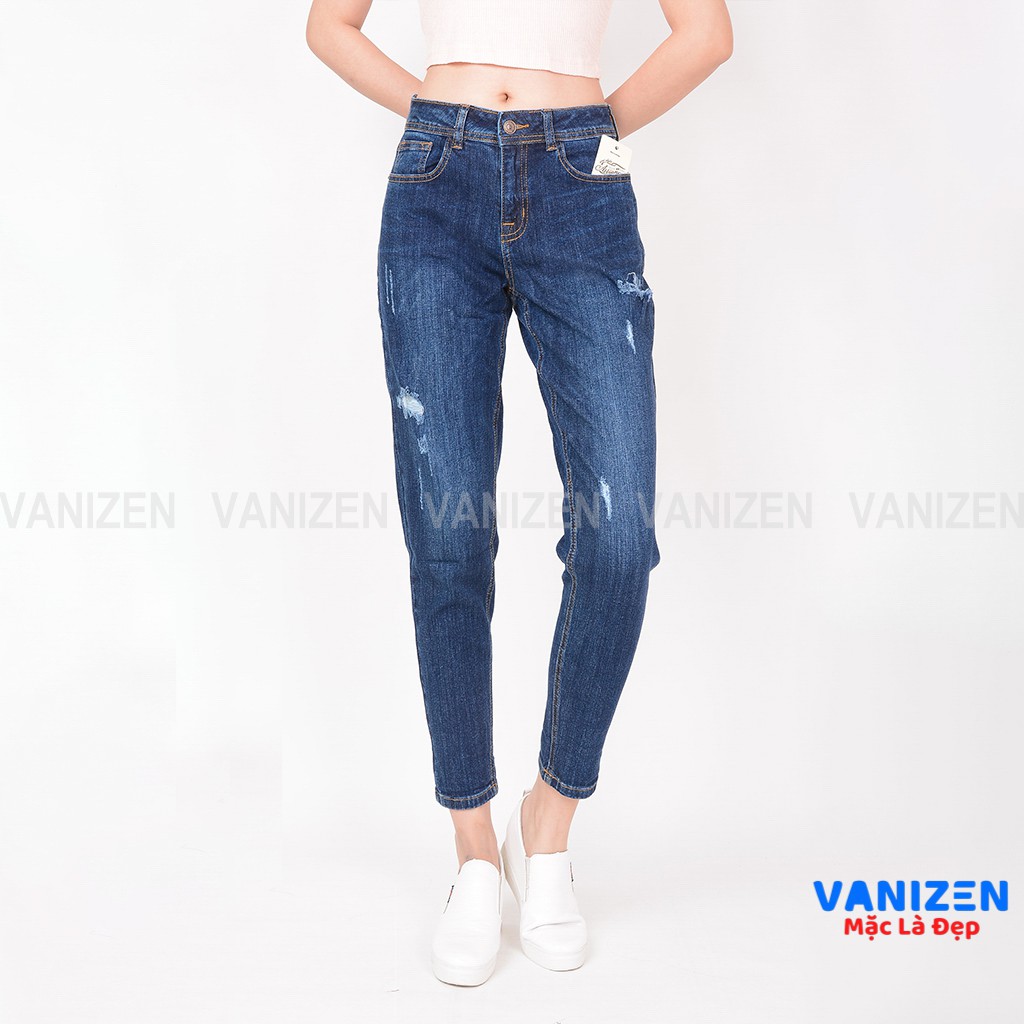 Quần jean nữ ống rộng baggy đẹp lưng cao cạp căn bản rách nhẹ hàng hiệu cao cấp mã 460 VANIZEN