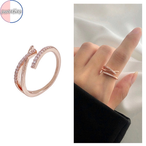 Nhẫn Đeo Tay Bằng Kim Loại Đính Đá Xinh Xắn Cho Nữ