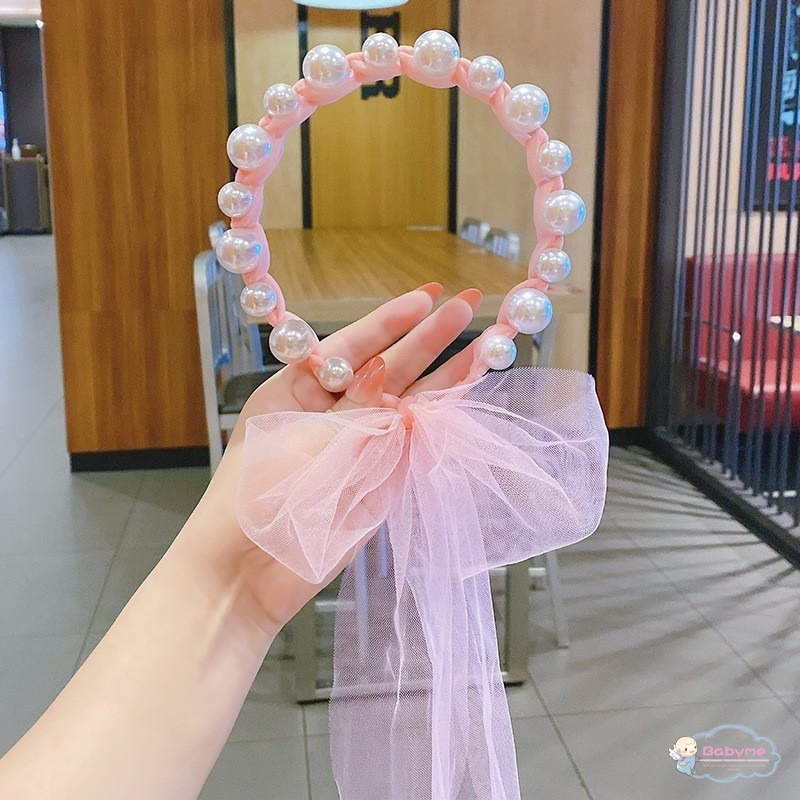 Băng Đô Nơ Đính Ngọc Trai Cho Bé Gái