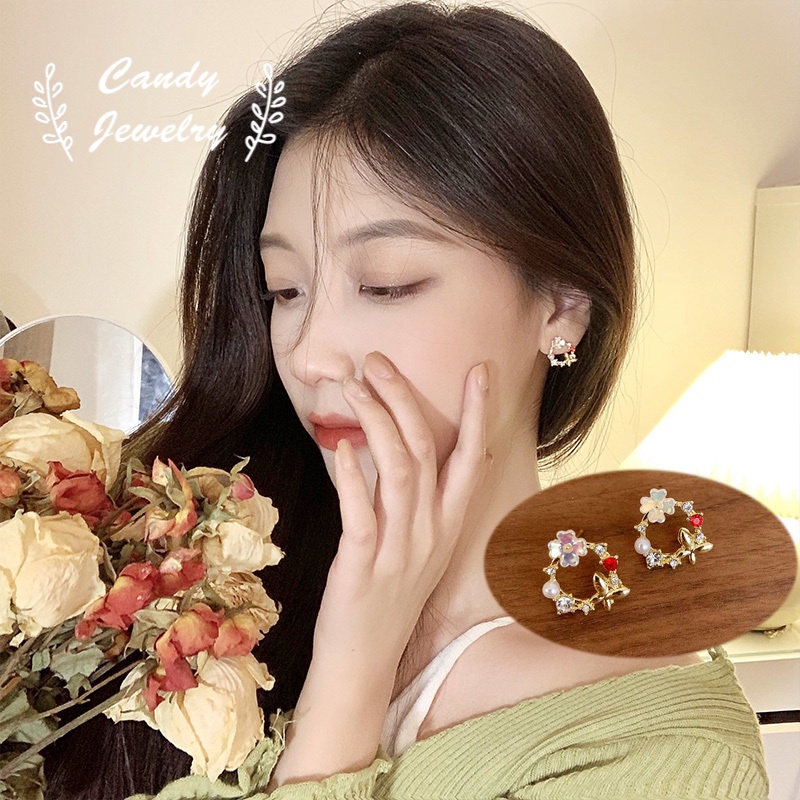 Khuyên tai MANYUE kiểu bông hoa năm cánh phong cách Hàn Quốc thời trang cho nữ
