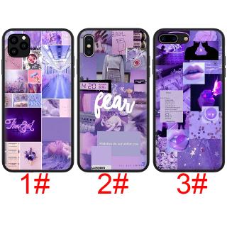 Ốp điện thoại mềm int họa tiết màu tím hợp thời trang E123 cho iPhone 11 Pro XS Max XR X 8 7 6S 6 Plus 5S 5 SE 2020