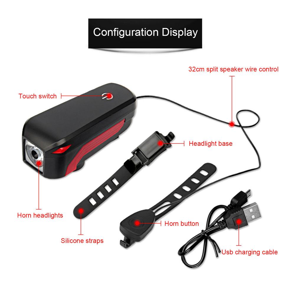 Đèn Chiếu Sáng Xe Đạp Sạc USB Kèm Còi Xe Tiện Dụng