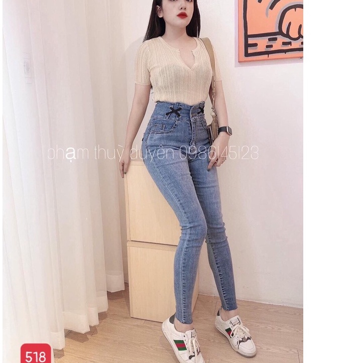 Quần Jean Nữ lưng cao màu đen vải denim co dãn chất vải mềm, quần jean lưng cao -Black Fashion Shop-qn613