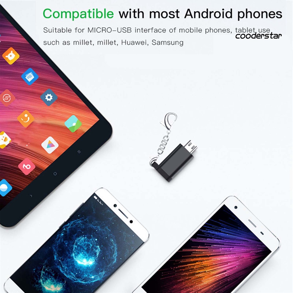 Đầu chuyển đổi OTG Type-c sang Micro V8 bằng hợp kim nhôm kèm móc khóa cho Android