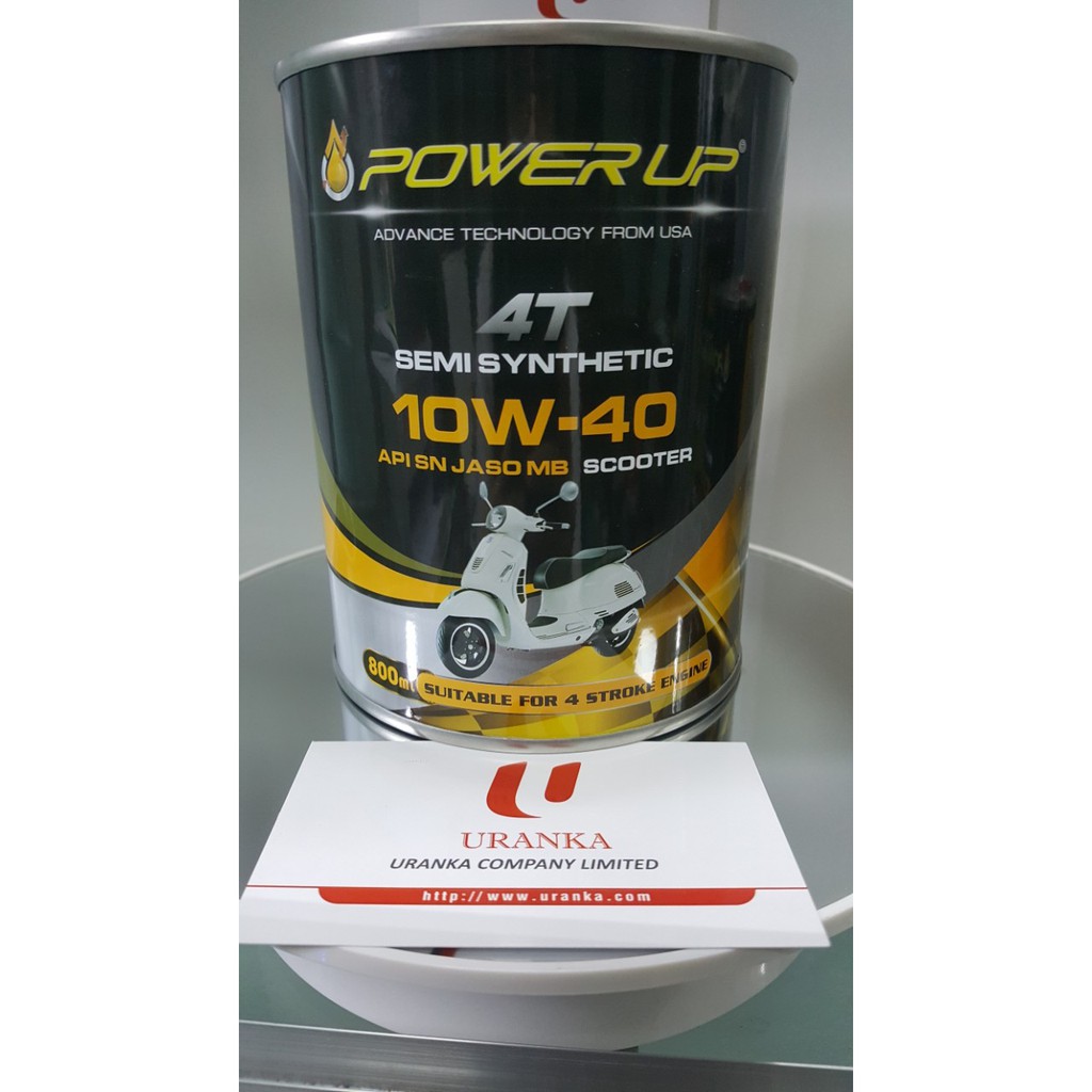 DẦU NHỚT BÁN TỔNG HỢP POWER UP DÀNH CHO XE TAY GA 4T SEMI SYNTHETIC 10W40 API SN JASO MB SCOOTER  0.8L NHẬP K