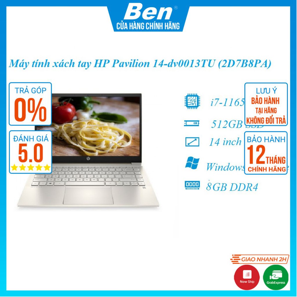 Máy tính xách tay laptop HP Pavilion 14-dv0013TU/i7-1165G7/ 8Gb/ 512GB SSD/ 14FHD/ VGA ON/ Win10 Office/Silver/ 2D7B8PA.