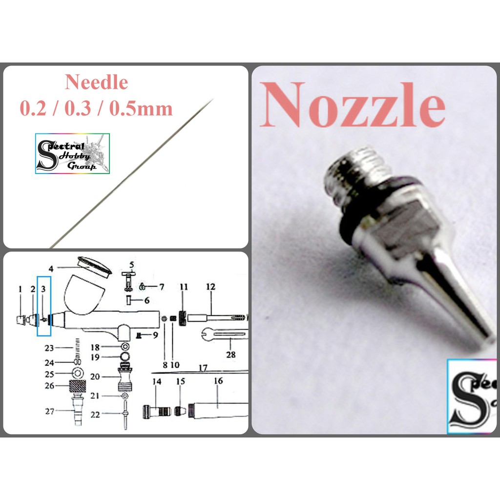 Kim sơn Needle và đầu béc Nozzle bút sơn mô hình Black border HD Vinci Ustar các loại