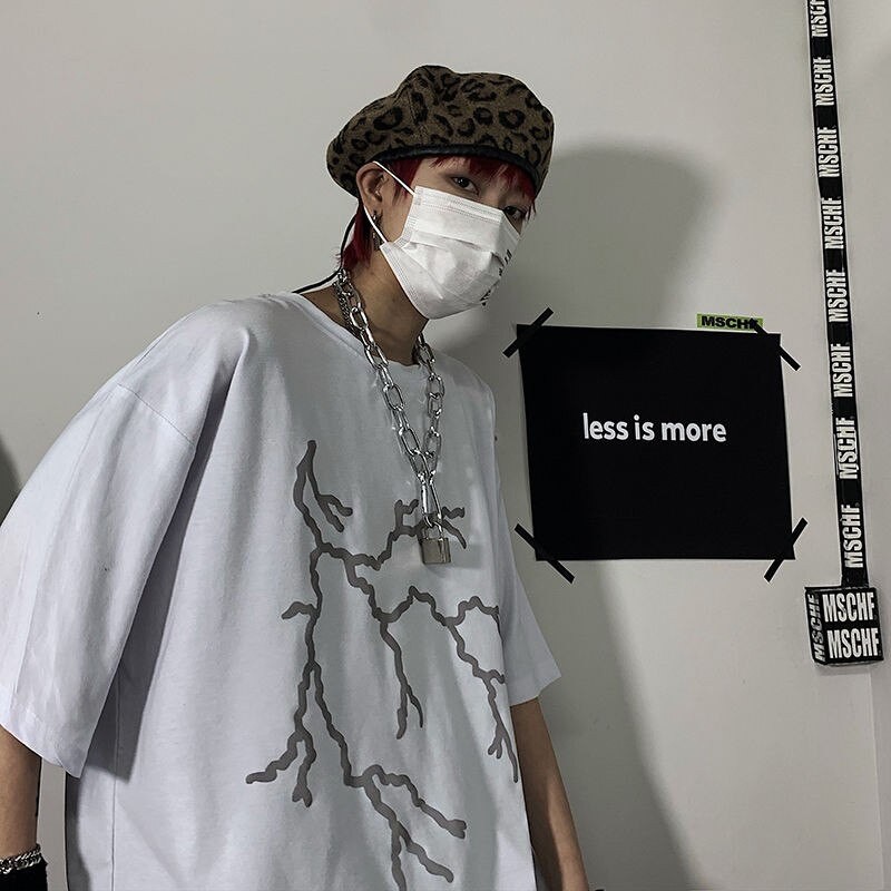 Áo thun Phản quang tay lỡ nam nữ Sấm Sét