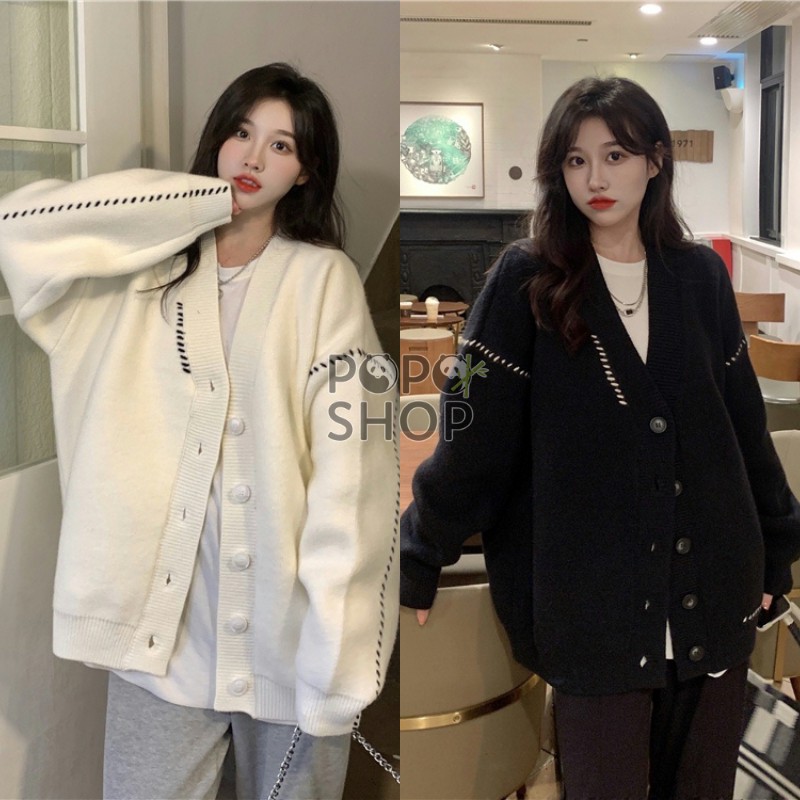 Áo Len Cardigan Nữ Oversize Thu Đông Thiết Kế 2021 Thời Trang