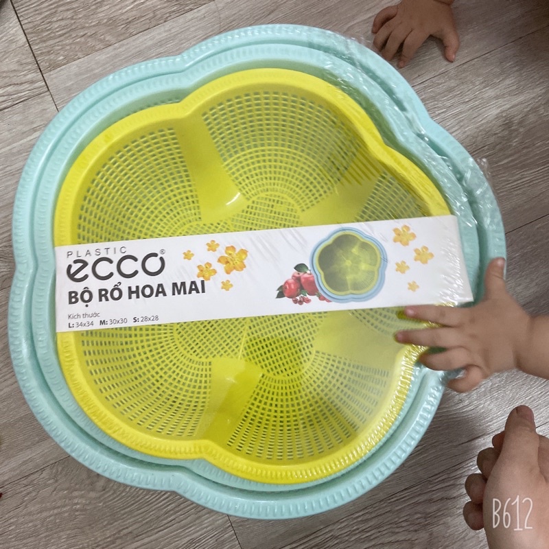 Bộ 3 rổ nhựa hình hoa mai ecco ( có ảnh thật)