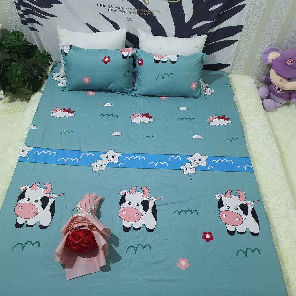 Drap + 2 Vỏ Gối i (Ga Trải Giường) Cotton 3D Mềm Mịn  Drap + 2 Vỏ Gối Hot Trend 2021