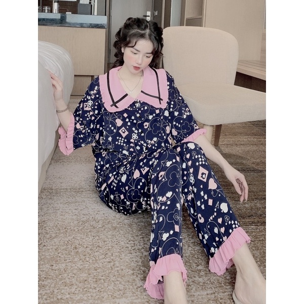 Bộ pijama mango cánh rơi viền bèo