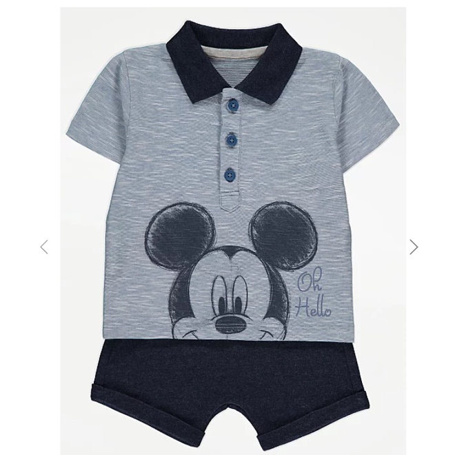 Bộ cộc tay bé trai - Set bộ cộc tay Mickey có cổ cho bé trai size 2-7t