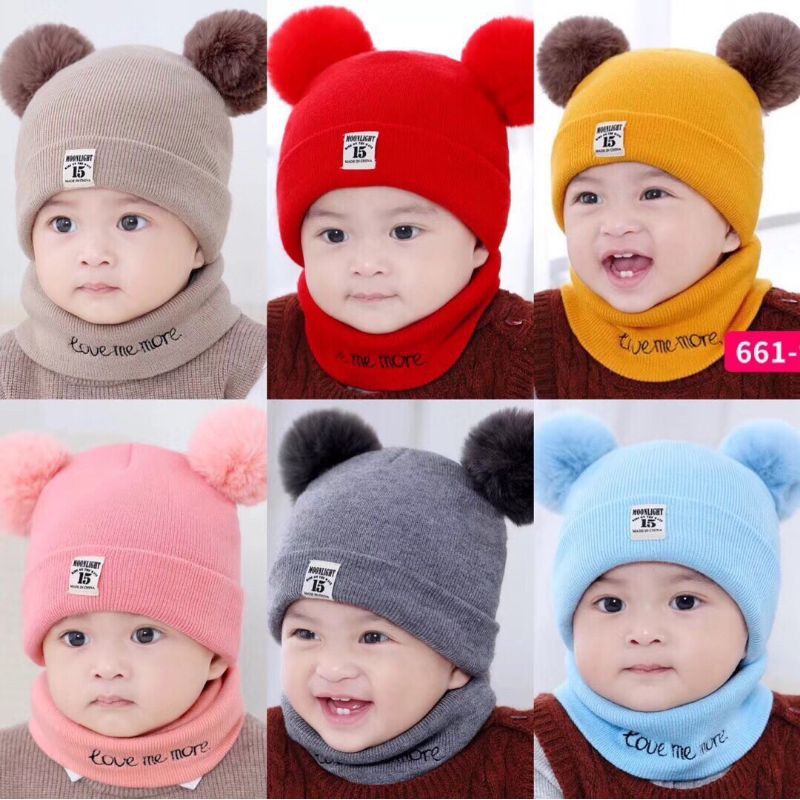 combo Sỉ 10 mũ Len kèm khăn cho bé
