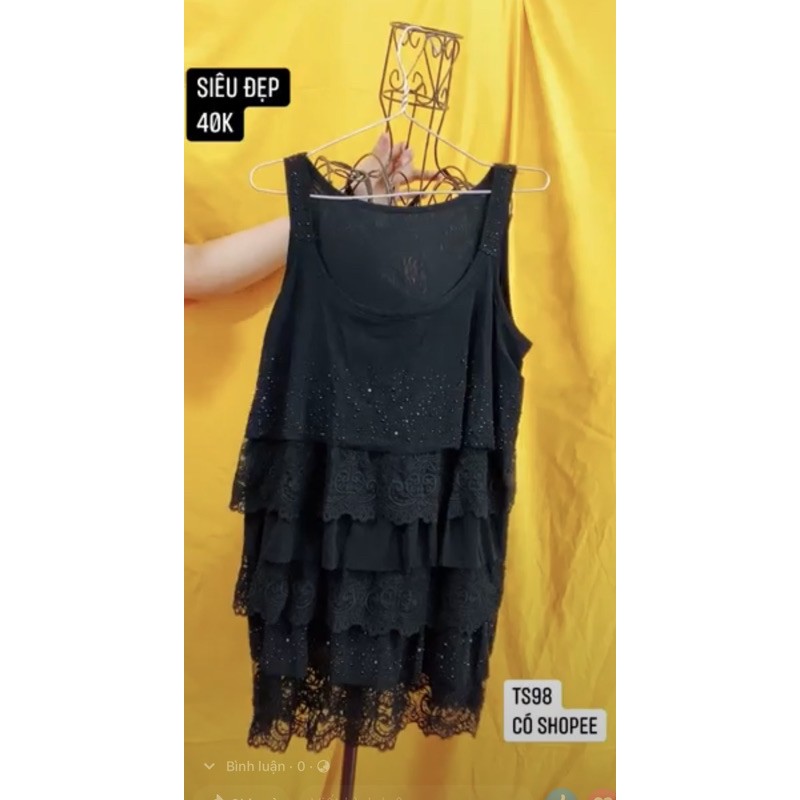 áo thun đen tầng siêu che bụng lỗi nhẹ.TS98