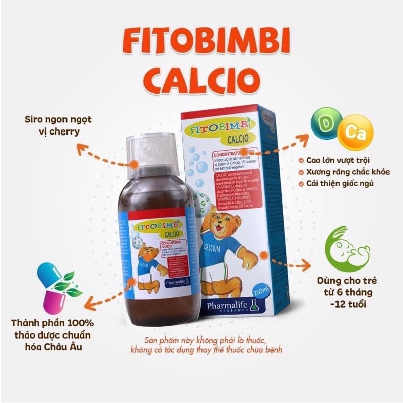 Fitobimbi Calci Bổ Sung Canxi, Vitamin D Giúp Bé Hấp Thu Phát Triển Chiều Cao