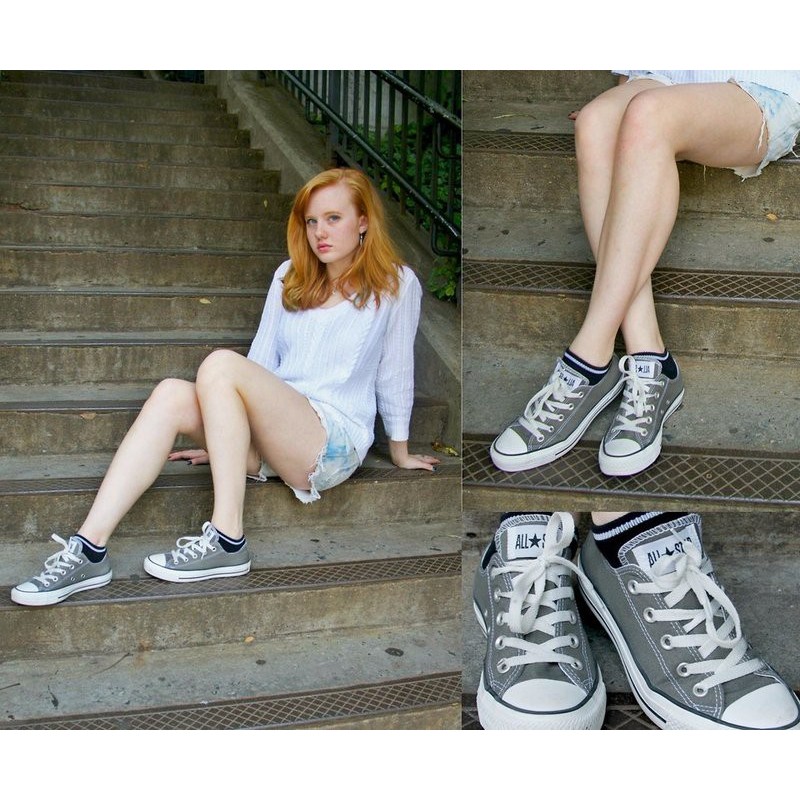 Giày AllStar Classic Màu Xám Cổ Thấp Nữ