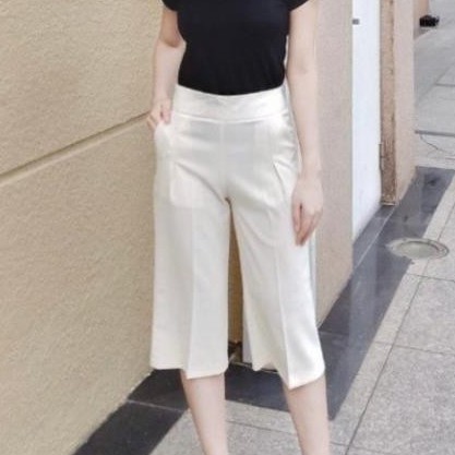 Quần ngố ống rộng nữ Real Fashion, quần lửng chất vải đũi Nhật cao cấp khóa sườn N116