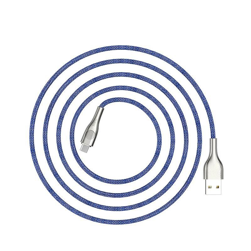 Cáp sạc nhanh và truyền dữ liệu Type C Hoco U59 sạc nhanh 2.4A, có đèn báo khi kết nối, đèn cảm biến một chạm
