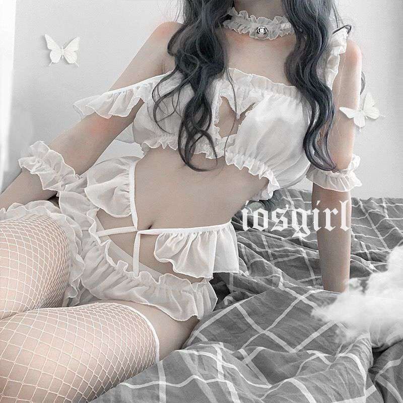 Set đồ mặc ngủ hóa trang gợi cảm bằng voan phối viền nhún bèo và ren gợi cảm cho nữ
 | BigBuy360 - bigbuy360.vn