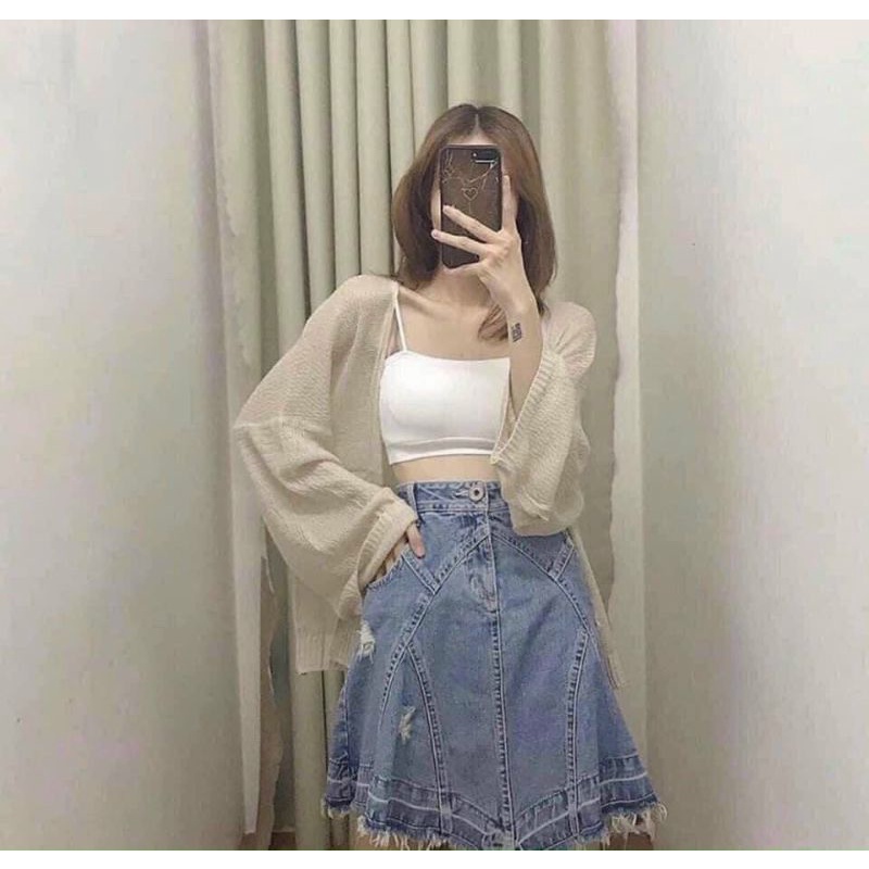 Áo khoác len cardigan mỏng hàng QC