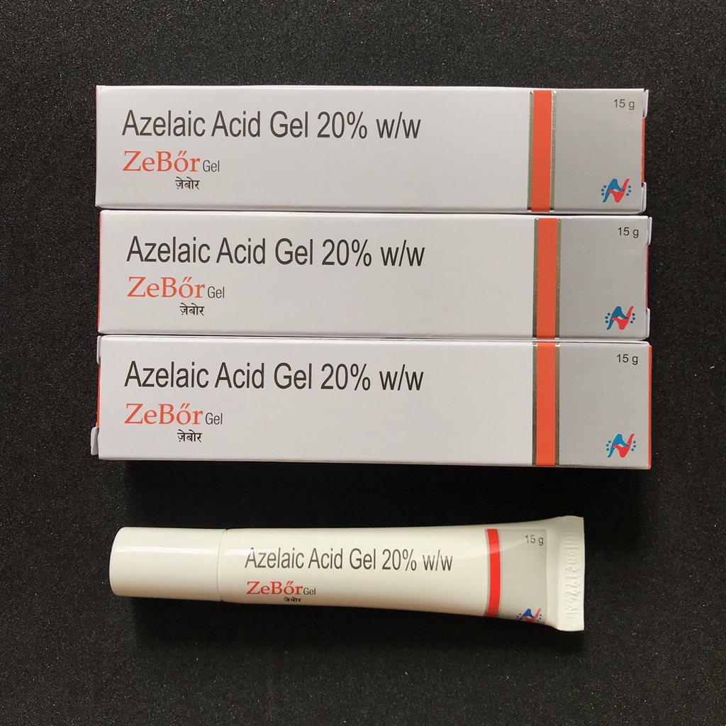 Zebor gel (15g) - 20% azelaic acid, kem chấm mụn hãng Hetero, mờ hết thâm mụn (ezanic, skinoren, azclear)