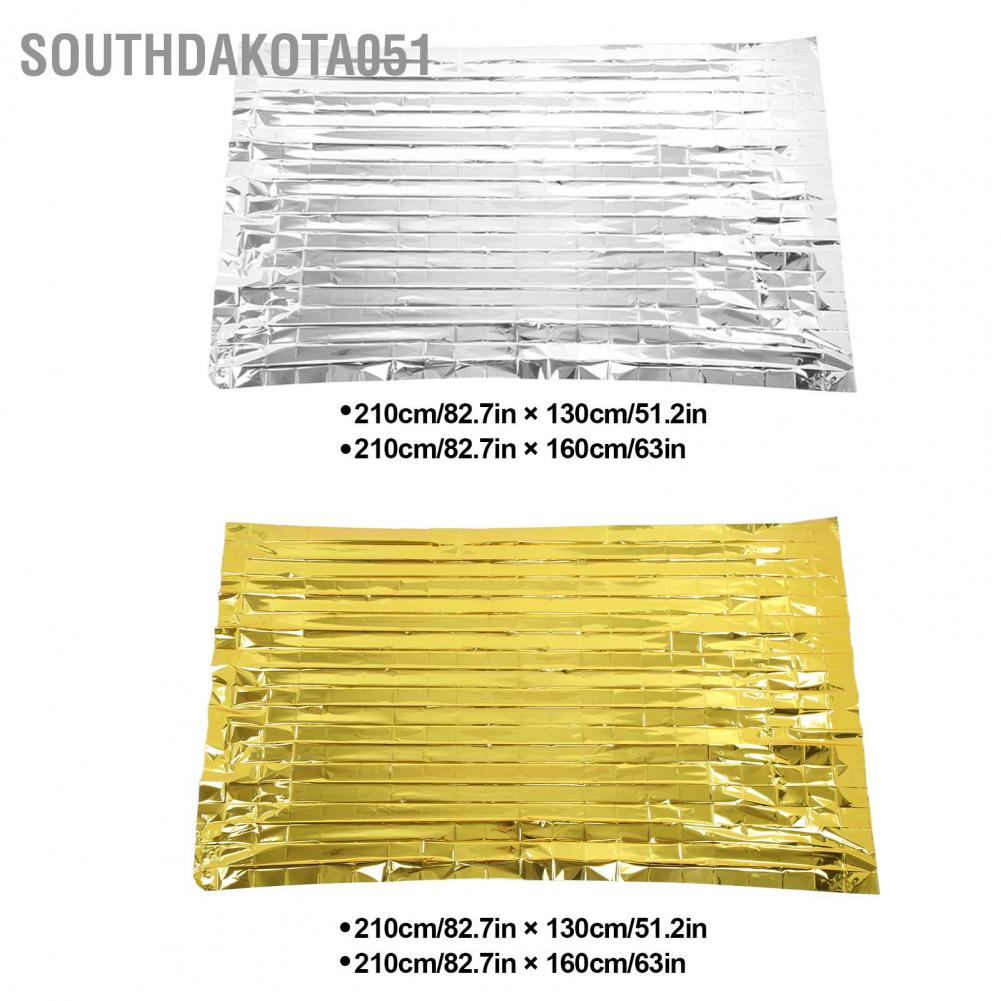 Hàng Sẵn Chăn cách nhiệt khẩn cấp Có thể gập lại PET Aluminized Film nhiệt sinh tồn di động cho Hành trình Cắm trại Ngoài trời【Southdakota051】