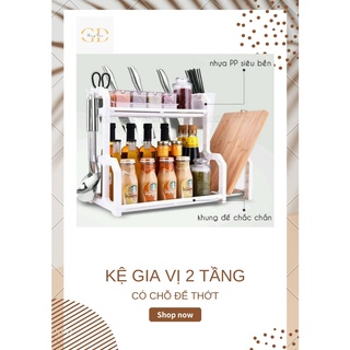Kệ gia vị thông minh 2 tầng, có chỗ để thớt