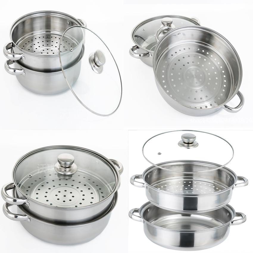 Bộ Nồi Hấp Pot 28cm, Nồi Inox 2 Tầng ,Xửng Hấp Bánh Bao, Nồi Lẩu Inox Đa Năng 28cm Cao Cấp Bền Đẹp