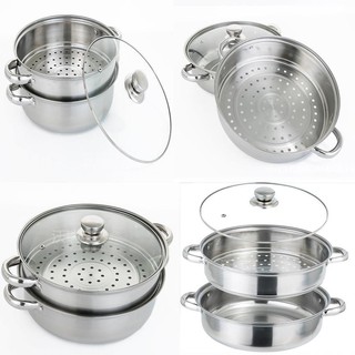 Bộ Nồi Hấp Pot 28cm, Nồi Inox 2 Tầng ,Xửng Hấp Bánh Bao, Nồi Lẩu Inox Đa Năng 28cm Cao Cấp Bền Đẹp