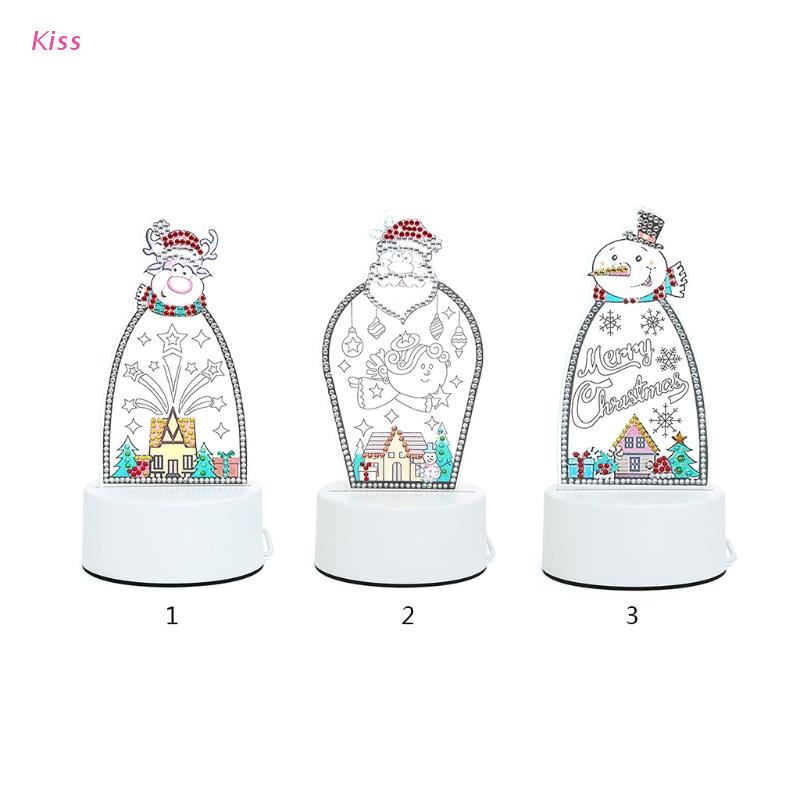 kiss DIY Table Lamp LED Diamond Painting Night Light Crosses Crystal Art Decors